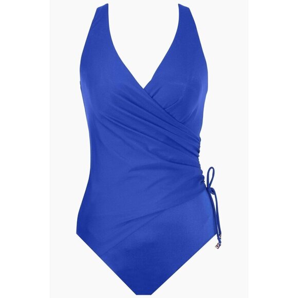 New Miraclesuit Women`s Size 14 Blue Razzle Dazzle Eclat One Piece Swimsuit - Picture 5 of 11
